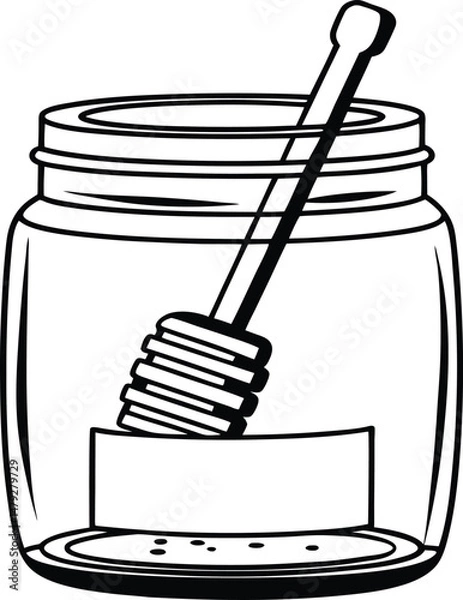 Fototapeta Simple illustration of a jar of honey with a dipper