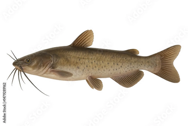 Fototapeta Side view of catfish with whiskers isolated on transparent background, generative ai