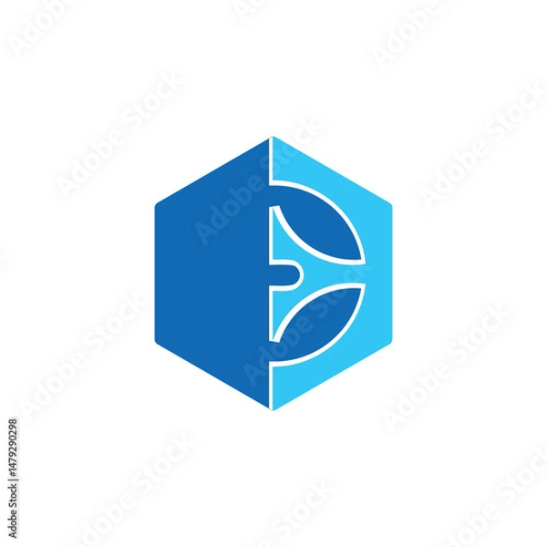 Obraz Split Hexagonal Emblem with Stylized Letter