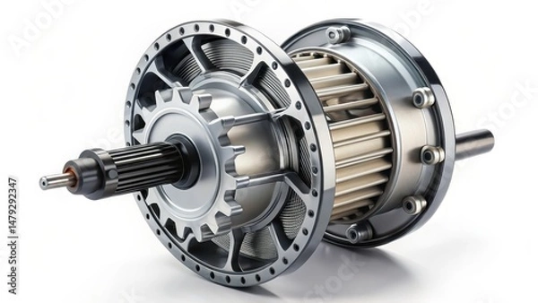 Fototapeta Electric bicycle motor with gear system inside the frame, e-bike motor