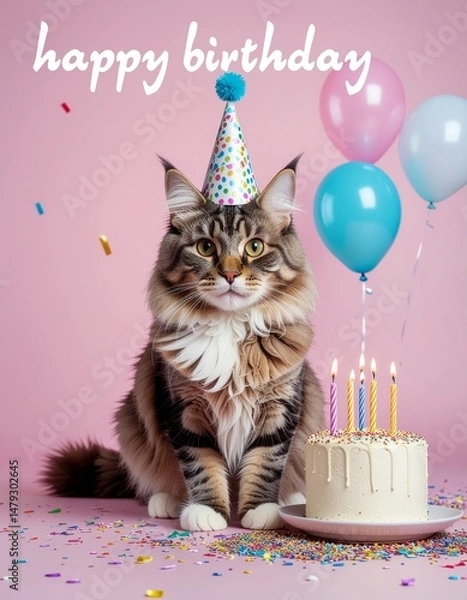 Obraz birthday card with cat