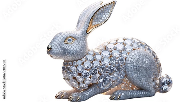 Fototapeta Majestic Diamond Rabbit Sculpture in Ethereal Light