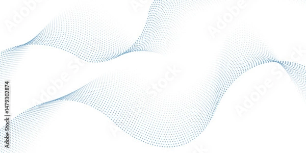 Obraz 3d particles mesh array, sound wave flowing. Round points vector effect illustration. Blended mesh, 3d futuristic technology style.