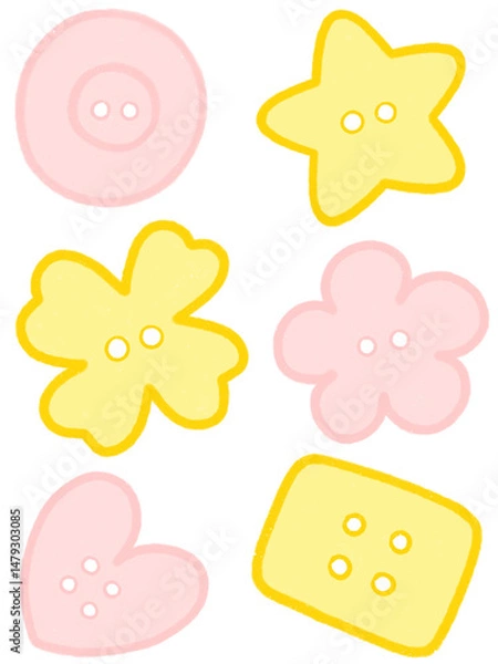 Fototapeta Bunch of button in different shapes illustration no background png