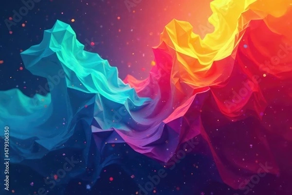 Obraz Abstract geometric shapes in vibrant colors, creating a dynamic composition , decorative, art