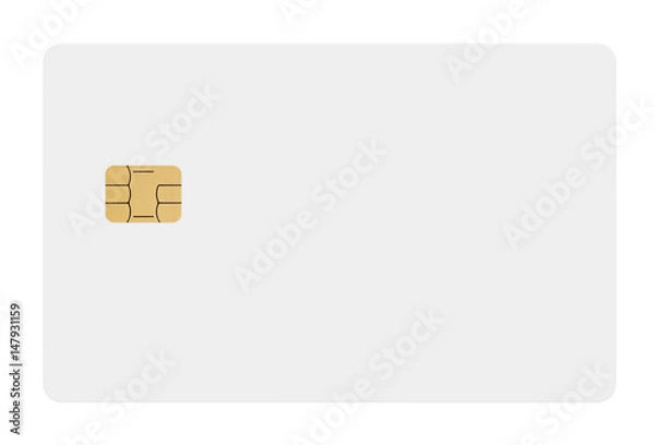 Obraz Empty plastic card with a chip on white background