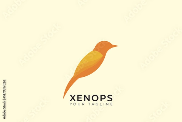 Fototapeta Abstract logo of xenops bird, abstract colorful xenops logo, xenops line vector illustration