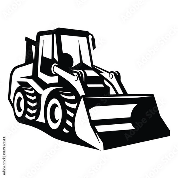 Fototapeta Monochrome graphic of a front end loader or skid steer machine