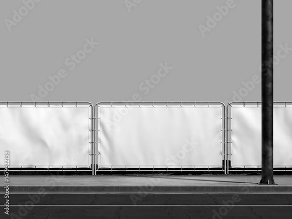 Fototapeta Crown Barrier Banner Mockup 3D Rendering on Gray Background