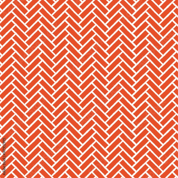 Fototapeta Herringbone brick pattern with texture on the edges, orange
