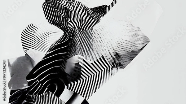 Fototapeta Monochrome abstract dynamic background with geometric shapes