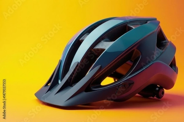 Fototapeta Close-up shot of a modern bicycle helmet, showcasing its design and safety features , design, protection