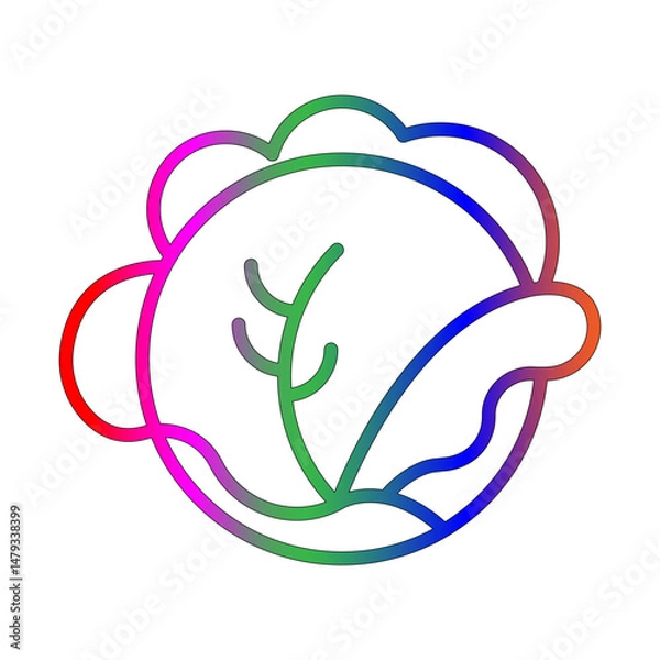 Fototapeta Cabbage line gradient icon