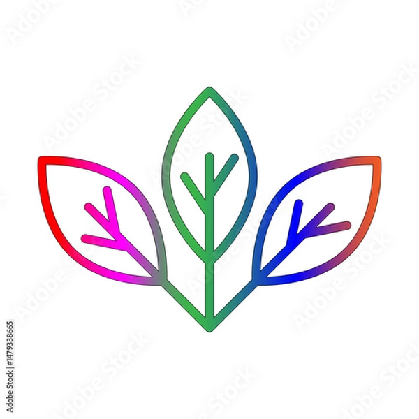 Fototapeta Mint leaves line gradient icon
