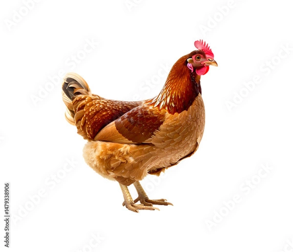 Fototapeta Hen standing isolated on transparent background.