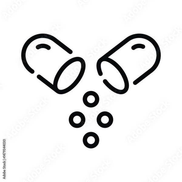 Fototapeta Here is a line icon showing open capsule