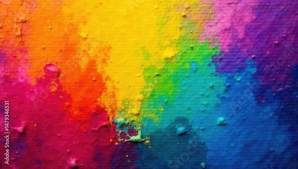 Obraz Vibrant rainbow colors painted on a textured canvas , artistry, colorful