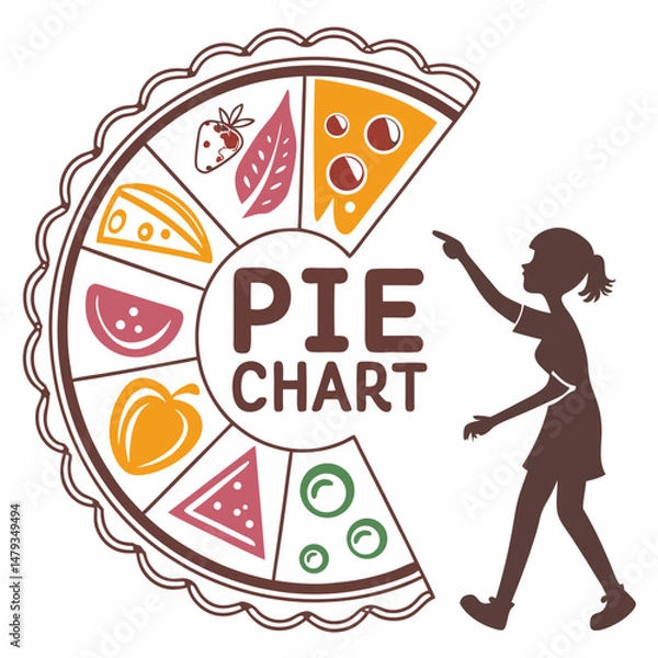 Fototapeta pie chart icon vector silhouette illustration isolated on white background