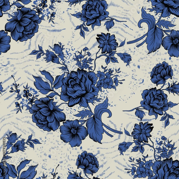 Obraz seamless pattern with blue flowers