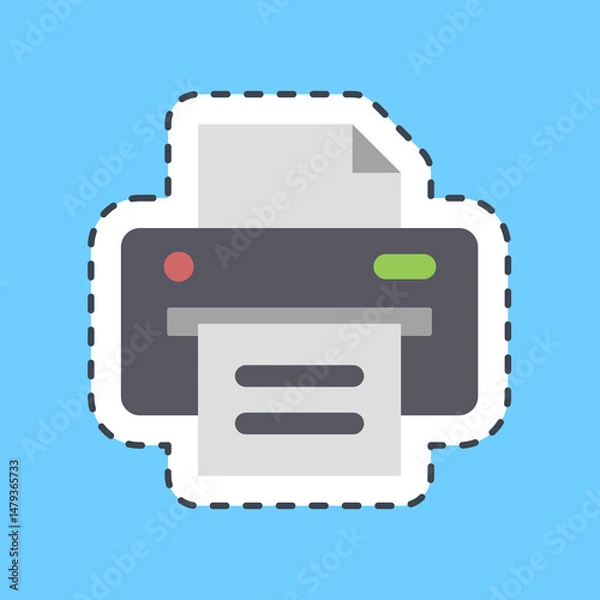 Fototapeta Cutting line sticker printer. Computer components elements.