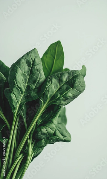 Fototapeta Realistic Photo of Fresh Spinach Bunch Isolated on White Background with Natural Color and Detail for Healthy Food and Organic Product Design Use