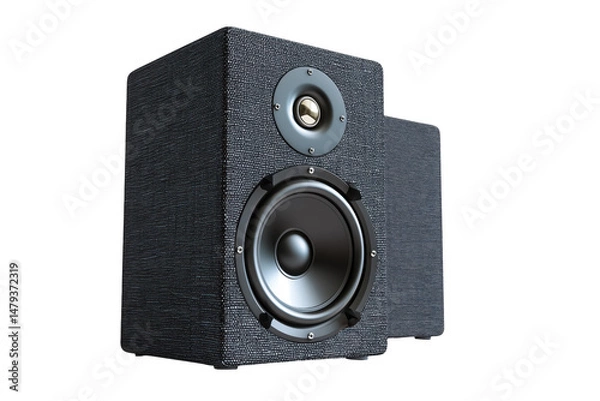 Fototapeta Black Textured Cube Speaker on Transparent Background