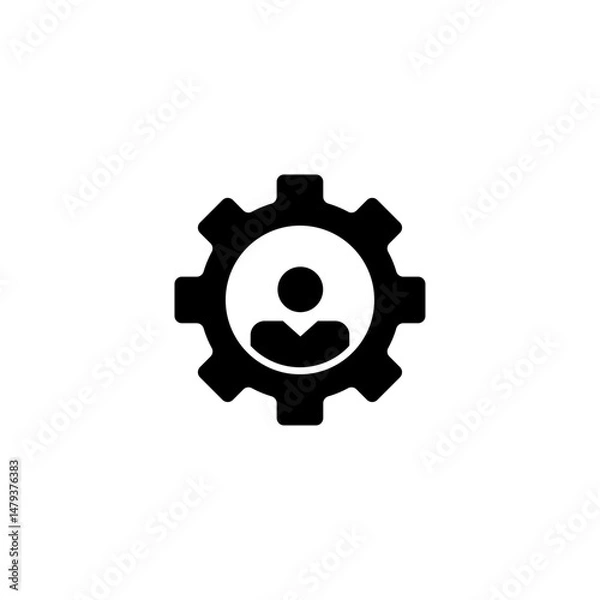 Obraz Minimalist icon of a person inside a gear, representing human resource management