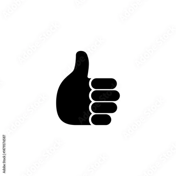 Obraz Simple black silhouette of a hand giving a thumbs up gesture for approval concepts