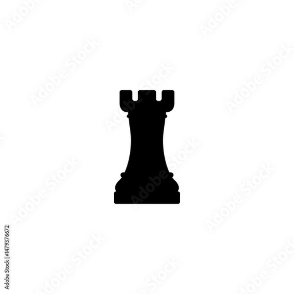 Obraz Black silhouette of a chess rook piece for board game and strategy concepts