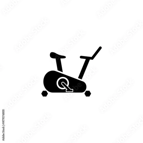 Obraz Black silhouette of an exercise bike for gym and home fitness concepts