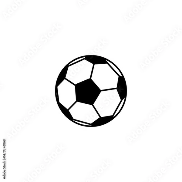 Obraz Black and white silhouette of a soccer ball for sports and game concepts