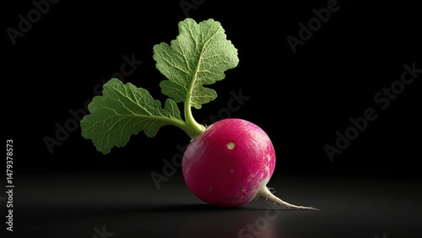 Fototapeta red radish isolated on black background