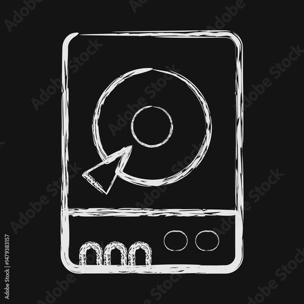Fototapeta Icon hdd. Computer components elements. Icon in chalk style.