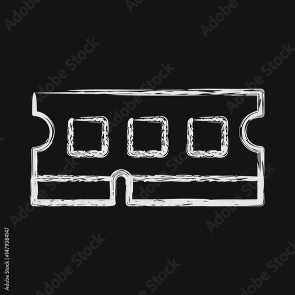 Fototapeta Icon ram. Computer components elements. Icon in chalk style.