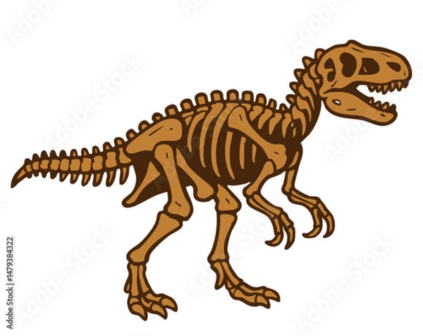Fototapeta Dinosaur fossil bones skeleton. Vector rex spine illustration