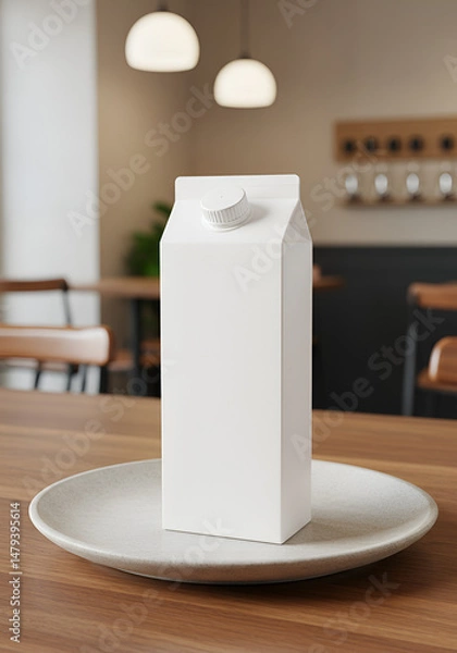 Obraz Blank carton of milk or juice on a plate