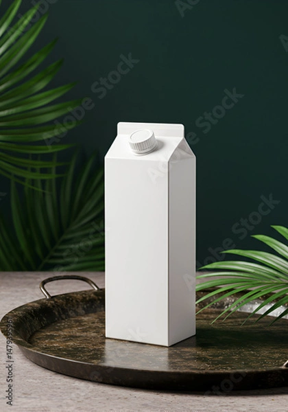 Obraz Blank carton of milk or juice, on a tray