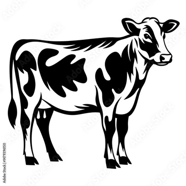 Fototapeta Black and white Holstein cow vector illustration perfect for print and design