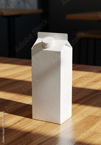 Obraz Blank carton of milk/juice on wooden table