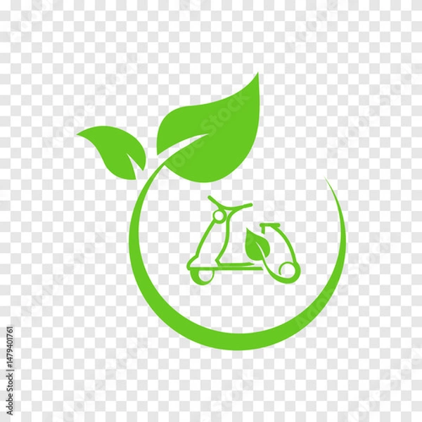 Obraz Electric moped. Eco moped. Moped charging at the charger station. Ecology transport concept vector illustration.