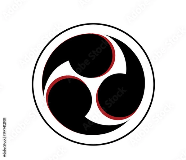 Obraz 伝統的な三つ巴のシンボル｜和風デザインの紋様イラスト