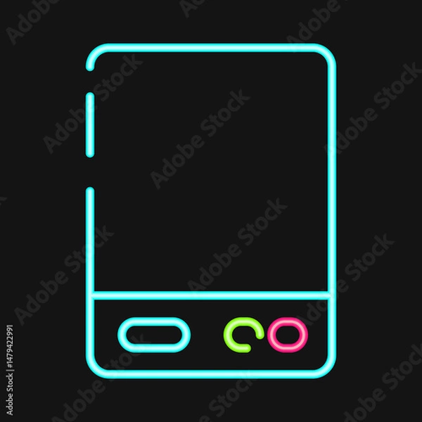 Fototapeta Icon external hard drive. Computer components elements. Icon in neon style.