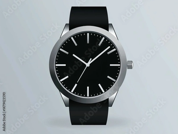 Obraz Elegant Black Watch with Minimalist Design and Silver Accents