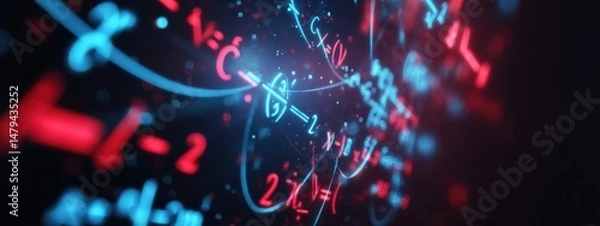 Fototapeta Machine learning equations surrounding central bank, AI manipulation of economy