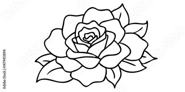 Fototapeta Botanical Rose Petals, Floral Nature Graphic, Beautiful Rose in Full Bloom
