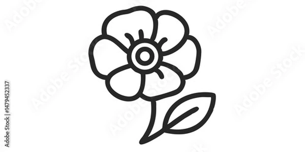 Fototapeta Botanical Poppy Blossom, Nature-Inspired Flower Graphic, Elegant Poppy Petals
