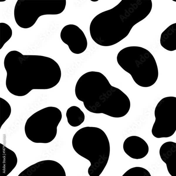 Fototapeta Cow texture pattern. Animal skin template. Spot background. doodle style for wallpaper, pattern fills, web page background, surface textures.