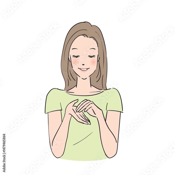 Obraz スキンケア・ヘアケアをする女性