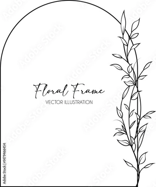 Obraz Arch wedding floral frame invitation polygonal line art with floral wedding chic invitation