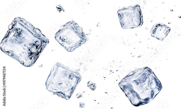 Obraz Ice Cubes Breaking in a Water Explosion